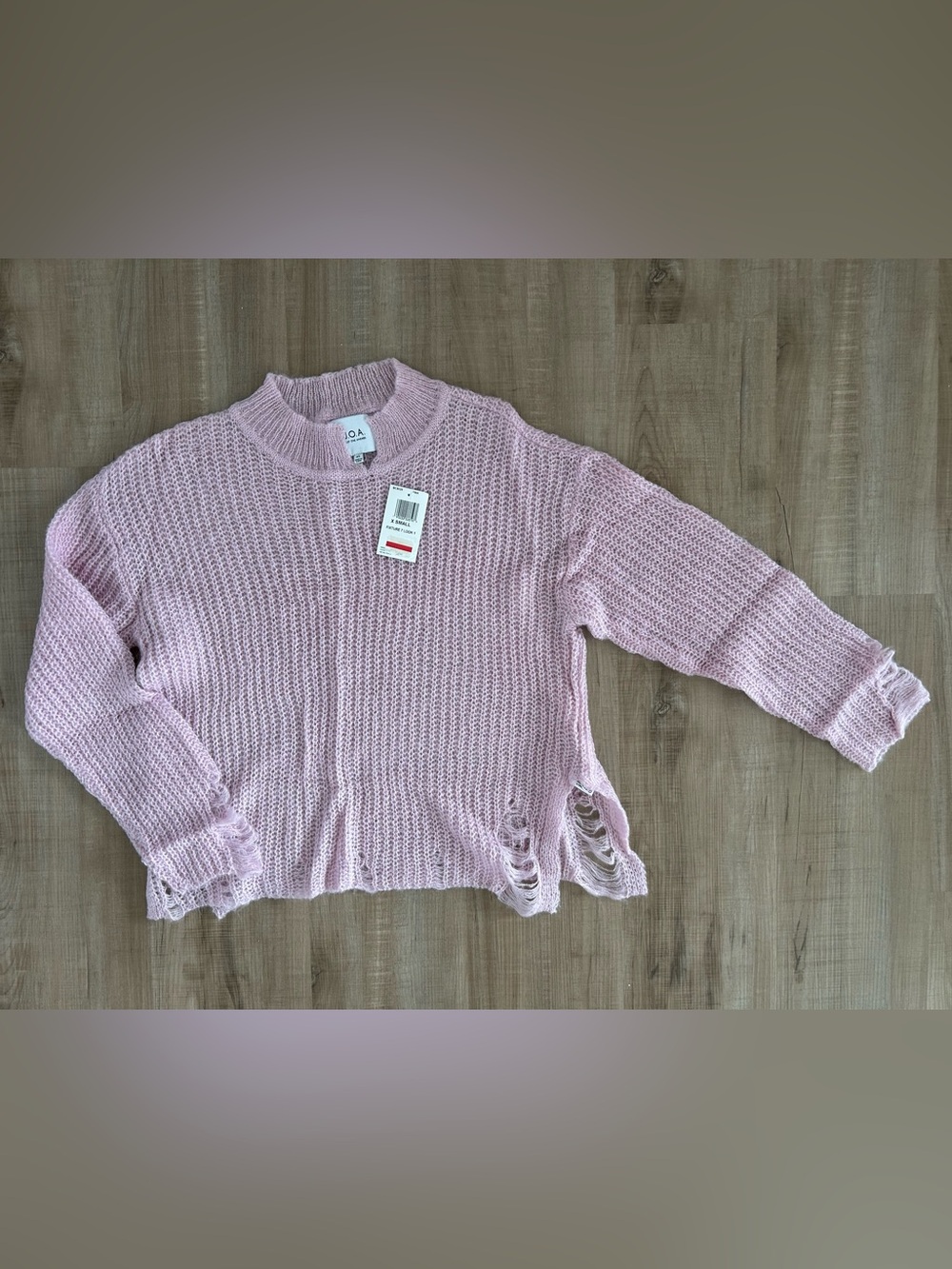 J.O.A. Light Pink Distressed Crewneck Sweater